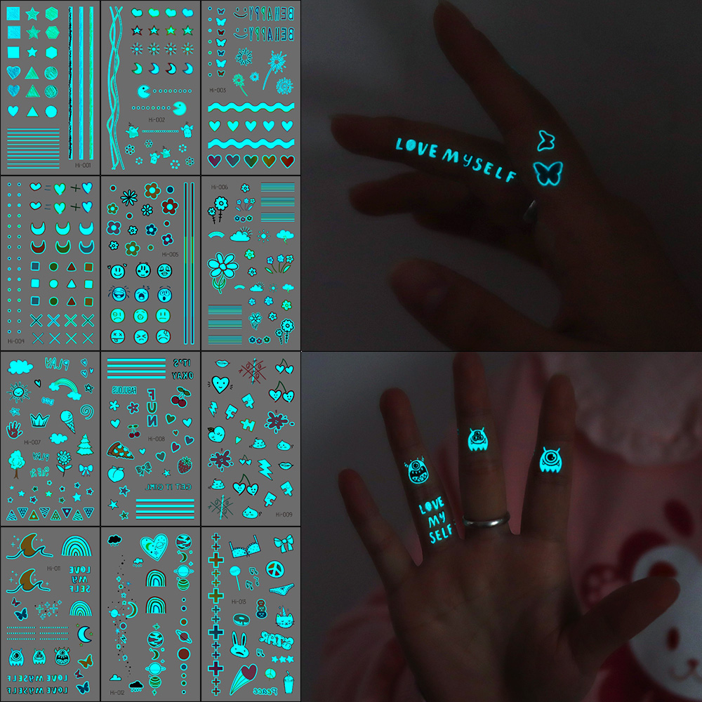 Glow In Dark Stars - Naklejki tatuaże świecące w ciemności 12