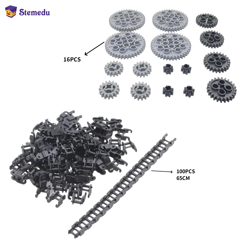 Toy Train Track Set - 16 SZTUK Klocki konstrukcyjne MOC Zębatka