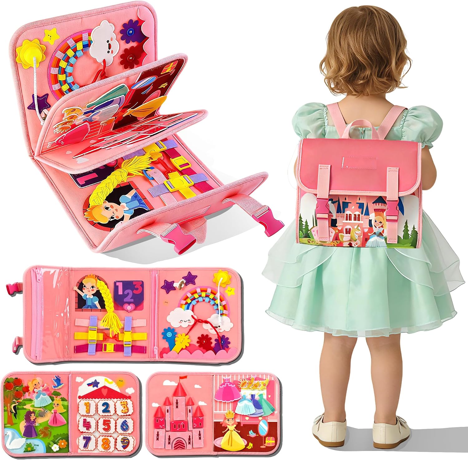 Kids Quiet Toys - Zabawny plecak z zamkiem księżniczki |