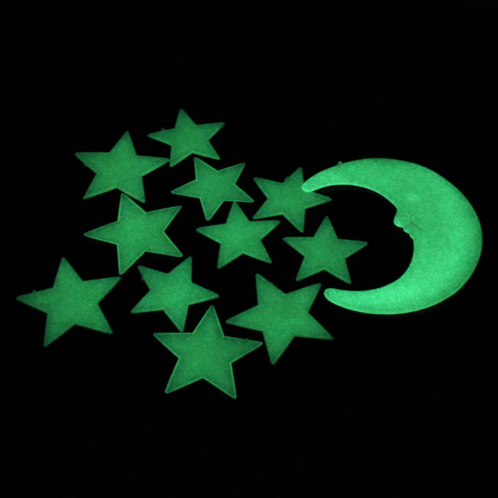 Glow In Dark Stars - Naklejki na ścianę Fluorescencyjne Gwiazdy Księżyc