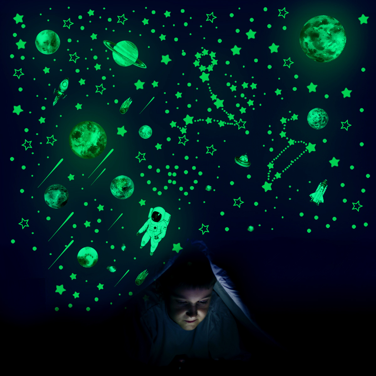 Glow In Dark Stars - 849 szt. Świecące w ciemności naklejki