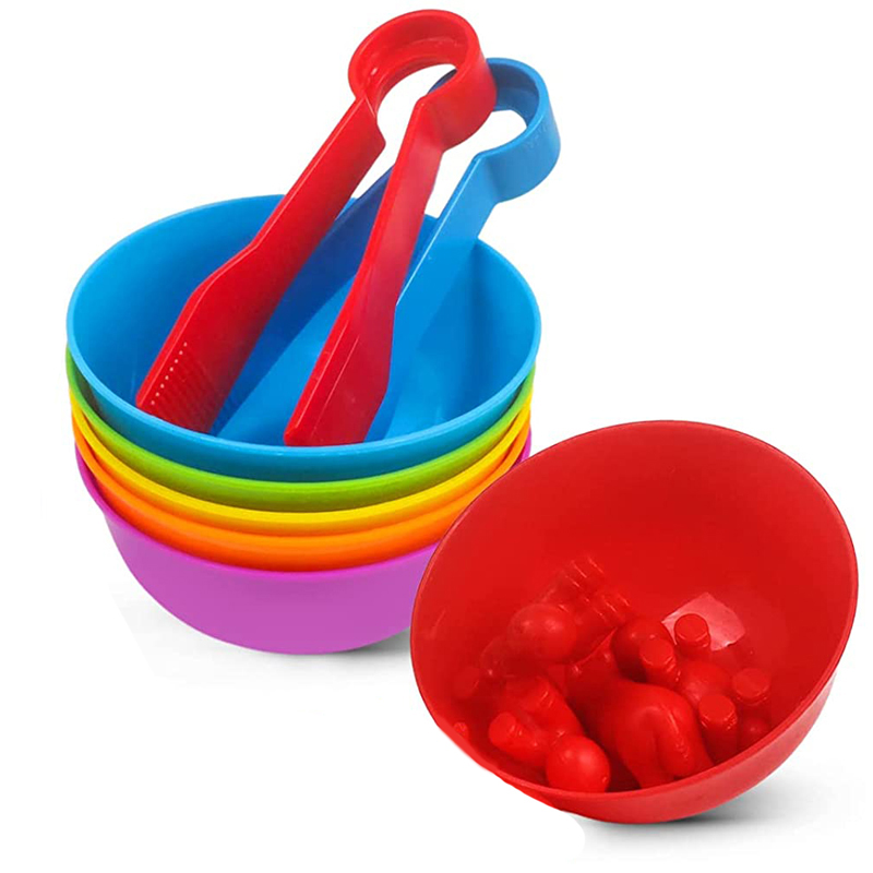 Kids Toys 2 Year Old - 6 Plastikowych Miski z 2 Pęsetami