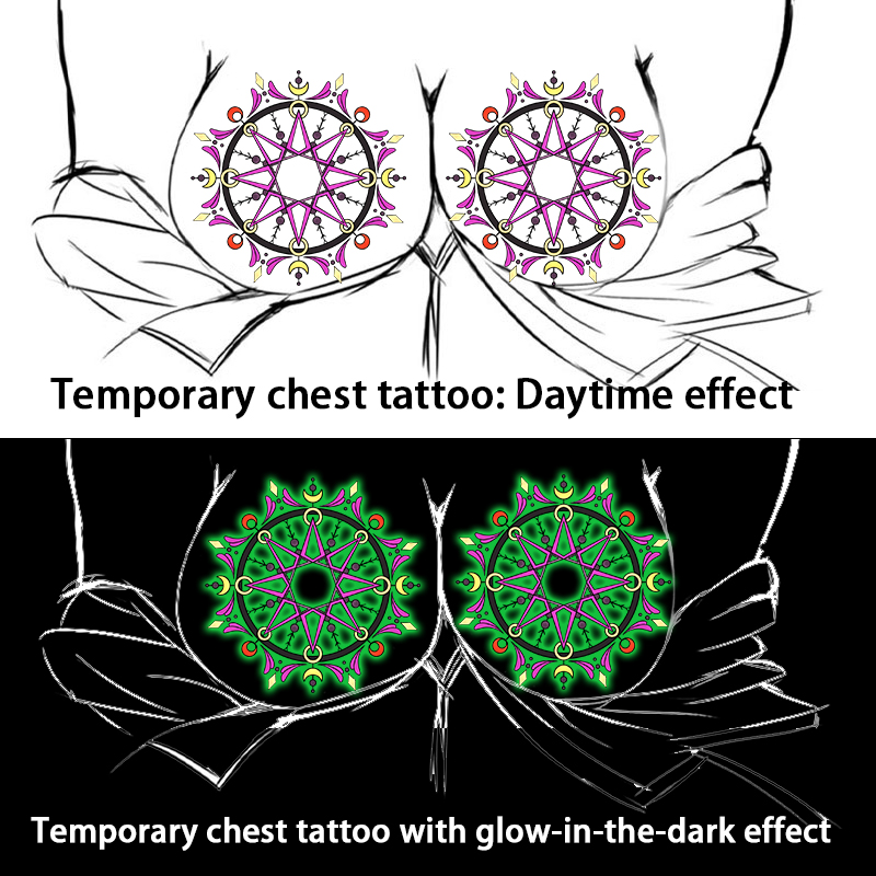 Glow In Dark Stars - Jednorazowe tymczasowe tatuaże na piersi z