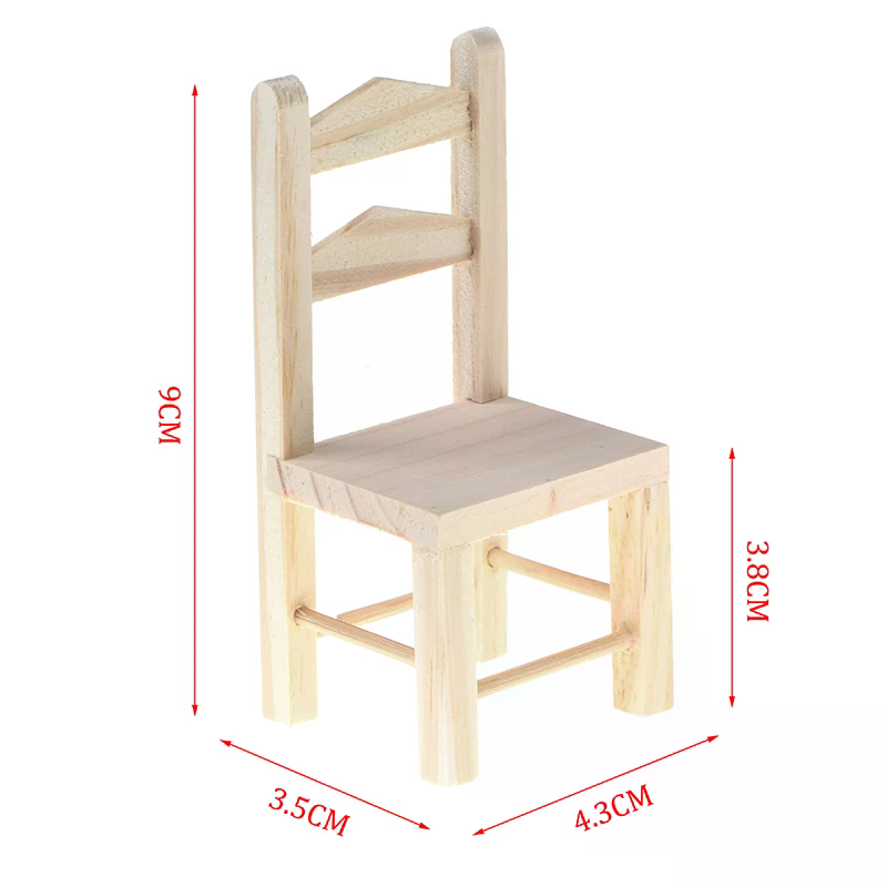 Kids Toys Kitchen - Miniaturowe drewniane krzesło kuchenne do domku
